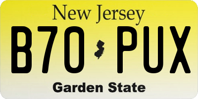 NJ license plate B70PUX