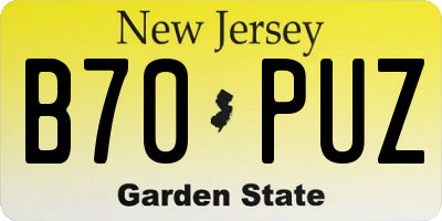 NJ license plate B70PUZ