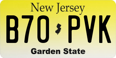NJ license plate B70PVK