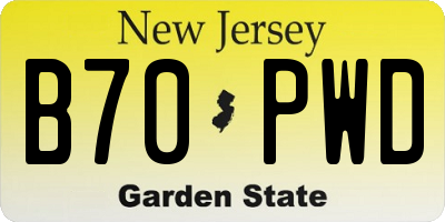 NJ license plate B70PWD