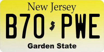 NJ license plate B70PWE
