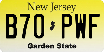 NJ license plate B70PWF