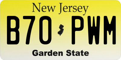 NJ license plate B70PWM