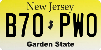 NJ license plate B70PWO
