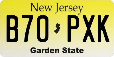 NJ license plate B70PXK