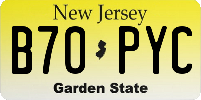 NJ license plate B70PYC