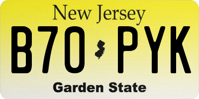 NJ license plate B70PYK