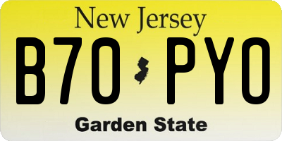 NJ license plate B70PYO