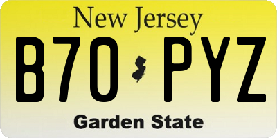 NJ license plate B70PYZ