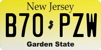 NJ license plate B70PZW