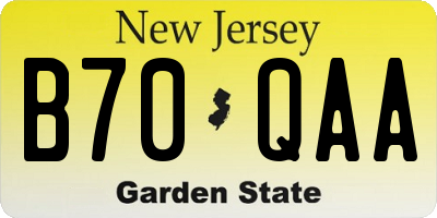 NJ license plate B70QAA