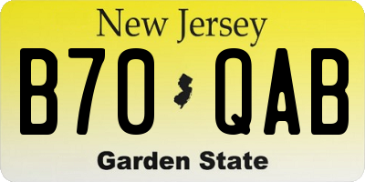 NJ license plate B70QAB