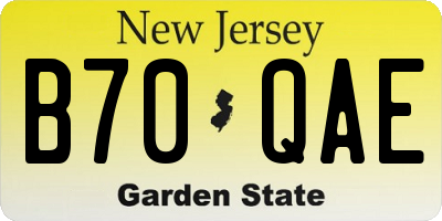 NJ license plate B70QAE