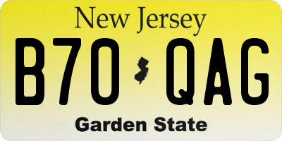 NJ license plate B70QAG