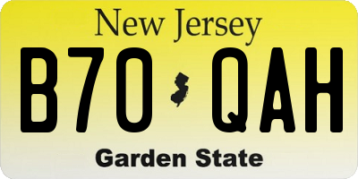 NJ license plate B70QAH