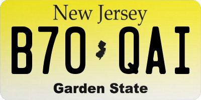 NJ license plate B70QAI