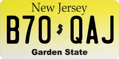 NJ license plate B70QAJ