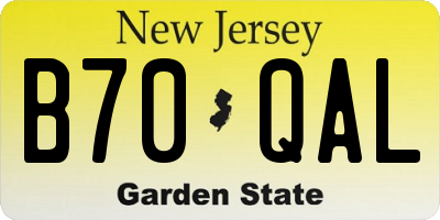 NJ license plate B70QAL