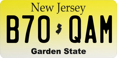 NJ license plate B70QAM