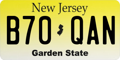NJ license plate B70QAN