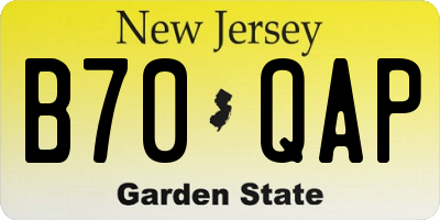 NJ license plate B70QAP