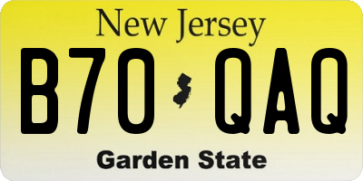 NJ license plate B70QAQ