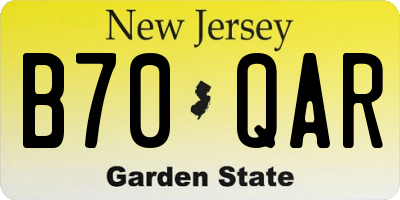 NJ license plate B70QAR