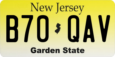 NJ license plate B70QAV