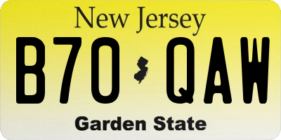 NJ license plate B70QAW