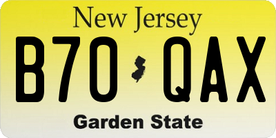 NJ license plate B70QAX