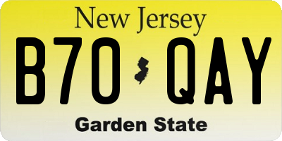 NJ license plate B70QAY