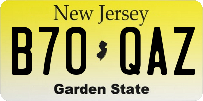 NJ license plate B70QAZ
