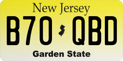 NJ license plate B70QBD