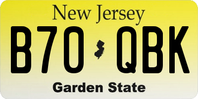 NJ license plate B70QBK