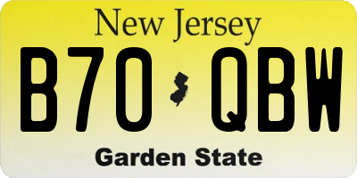 NJ license plate B70QBW