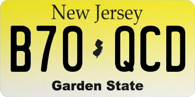 NJ license plate B70QCD