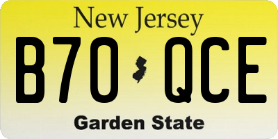 NJ license plate B70QCE