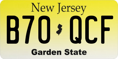 NJ license plate B70QCF