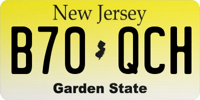 NJ license plate B70QCH