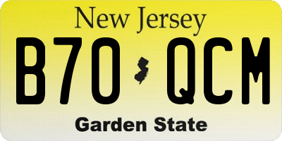 NJ license plate B70QCM