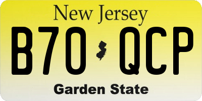 NJ license plate B70QCP
