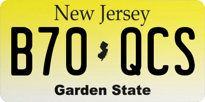 NJ license plate B70QCS