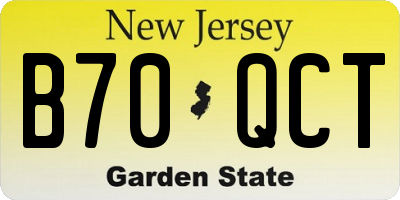 NJ license plate B70QCT