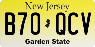 NJ license plate B70QCV