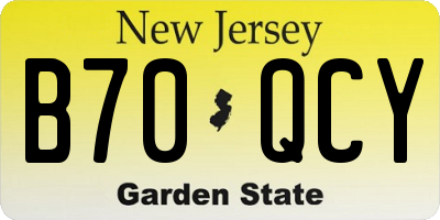 NJ license plate B70QCY