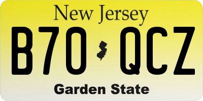 NJ license plate B70QCZ