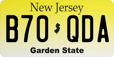 NJ license plate B70QDA