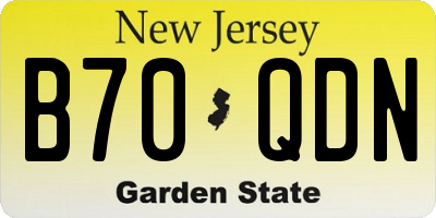 NJ license plate B70QDN