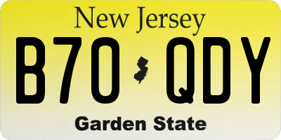 NJ license plate B70QDY