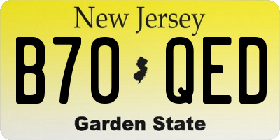 NJ license plate B70QED